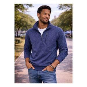 Woolrich Mens Sweater 1/4 Zip Mock Neck Sweater Fleece Lined Sweater Size XL